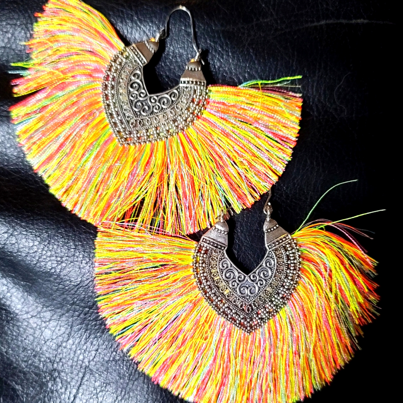 Fun & Beautiful Silver Colorful Fringe Bohemian Earrings